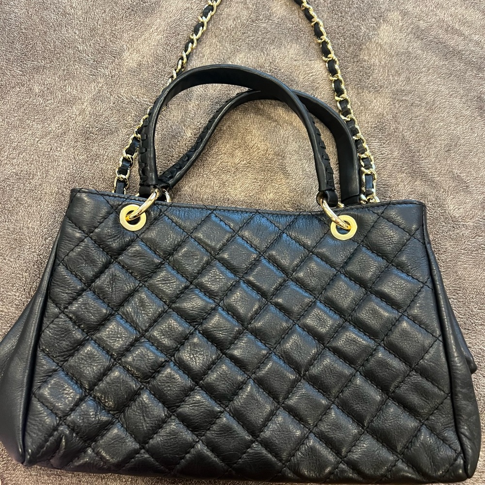 Italian genuine black quilted leather purse. Made in Italy 🇮🇹